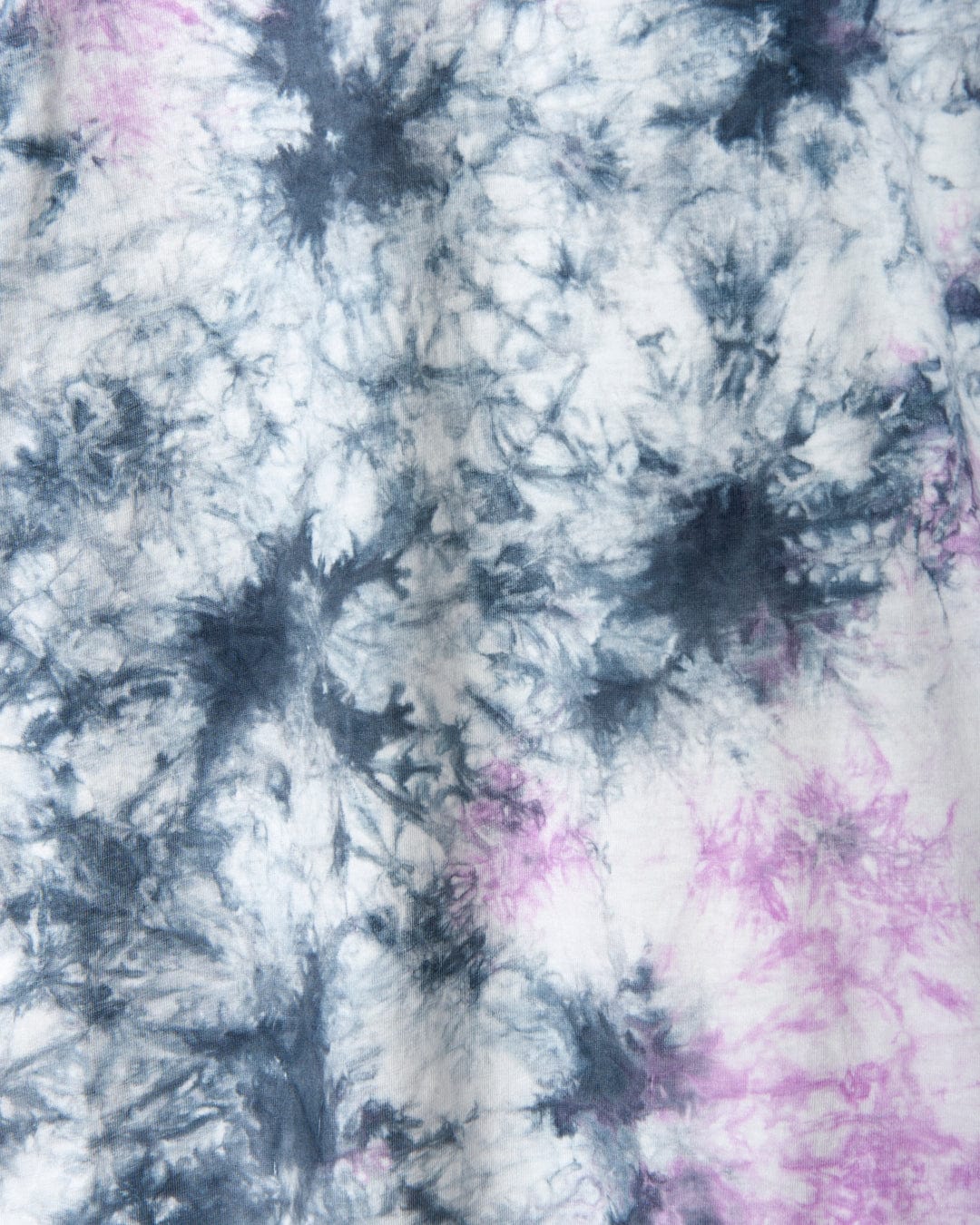 Abstract 100% Cotton fabric with tie-dye effect in shades of gray and hints of purple, featuring Wave Rider Cornwall branding.