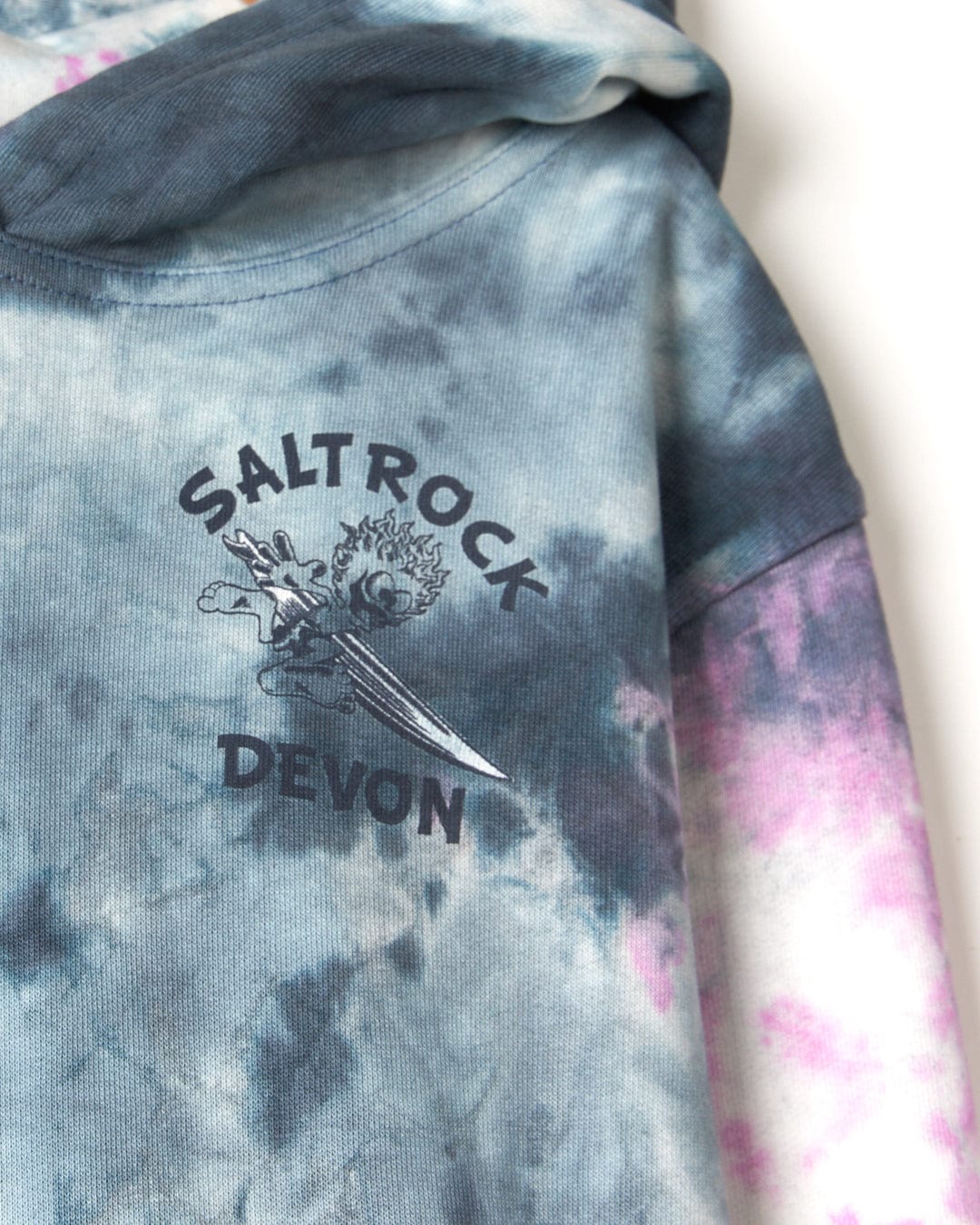 Wave Rider Devon - Kids Tie Dye Pop Hoodie - Pink/Grey by Saltrock.