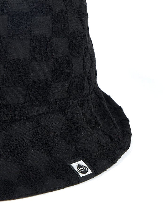 A Wavey - Reversible Bucket Hat - Black with a checkered pattern by Saltrock.