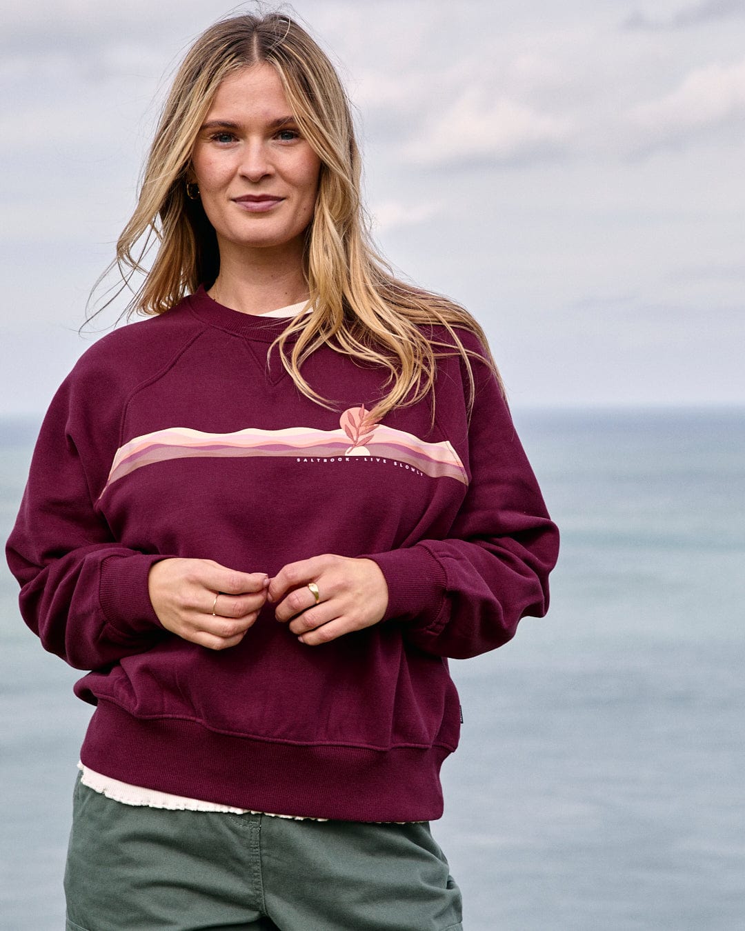 Wavey Stripe Womens Recycled Sweat in Purple