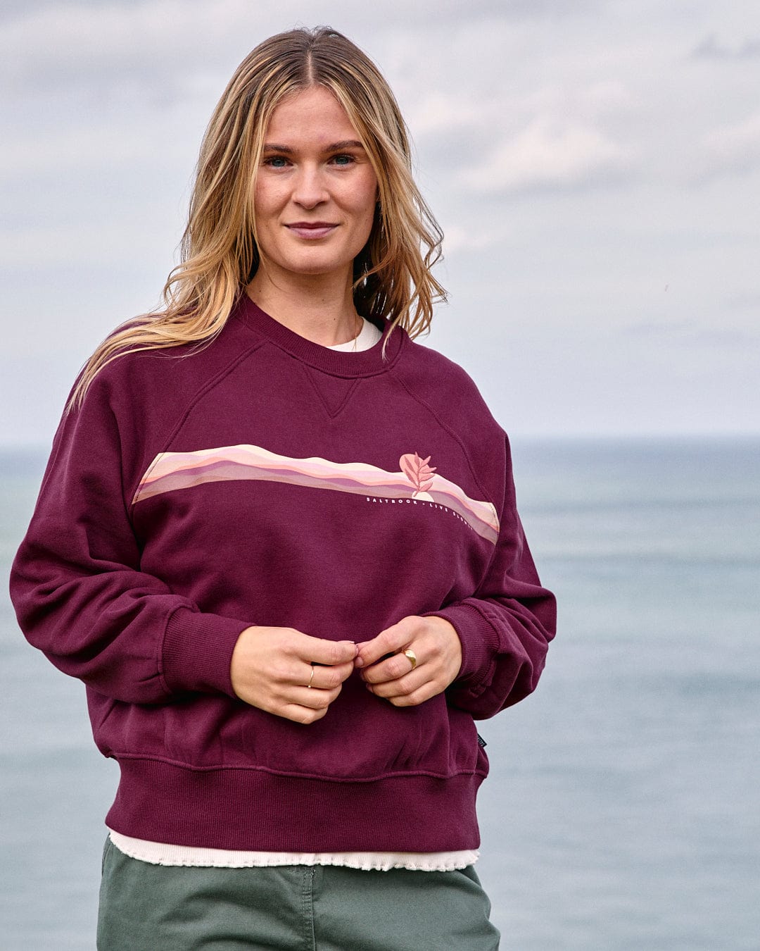 Wavey Stripe Womens Recycled Sweat in Purple