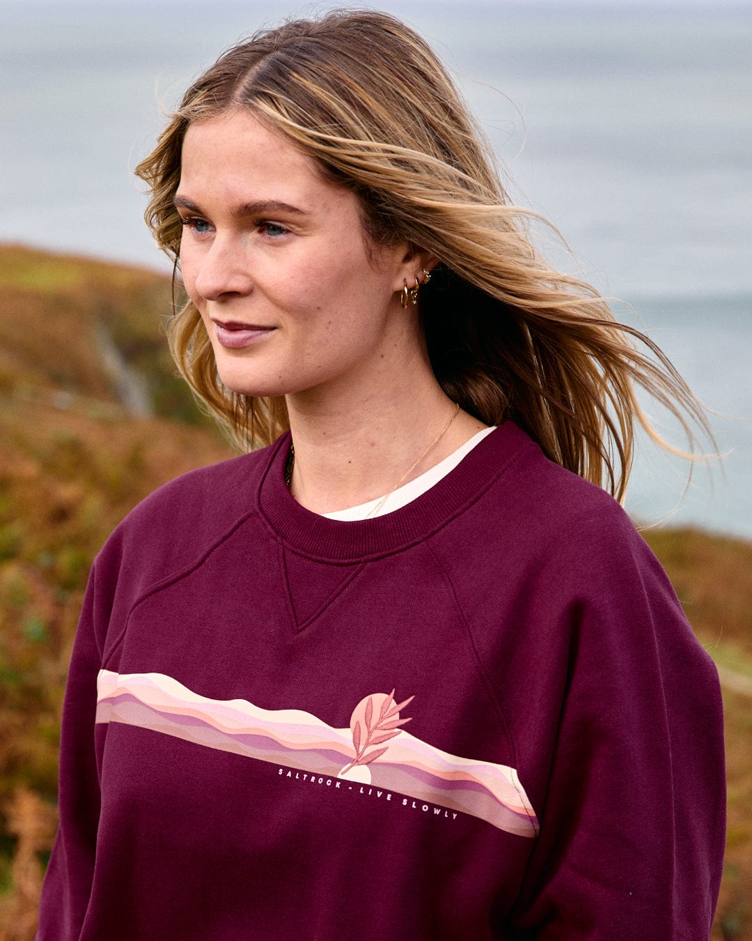 Wavey Stripe Womens Recycled Sweat in Purple