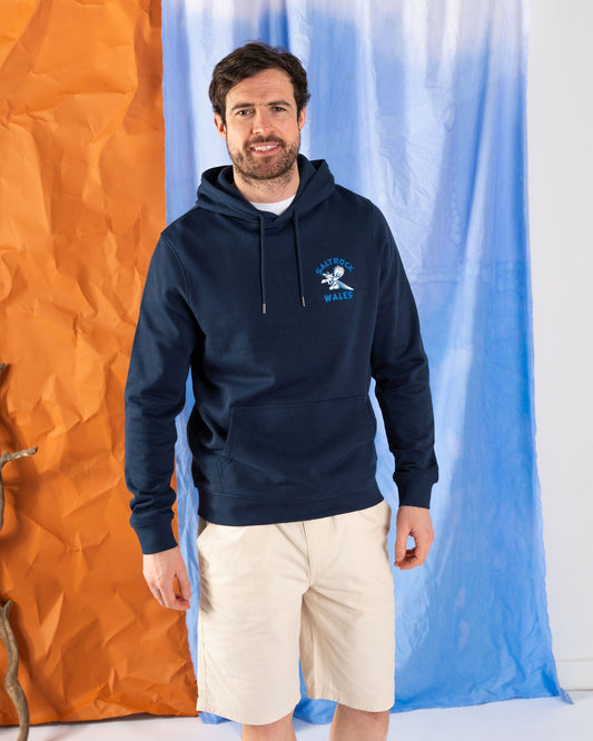 Wave Rider Wales -  Mens Pop Hoodie - Blue
