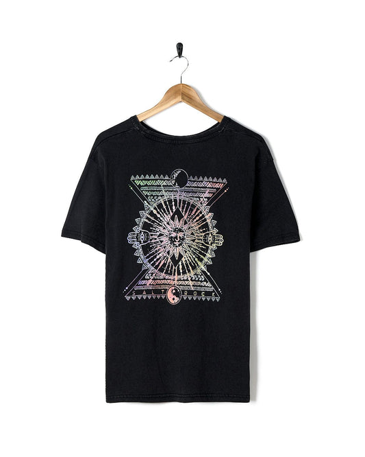 A Winter Solstice Gradient - Womens Short Sleeve T-Shirt - Washed Black by Saltrock with a rainbow design on it.