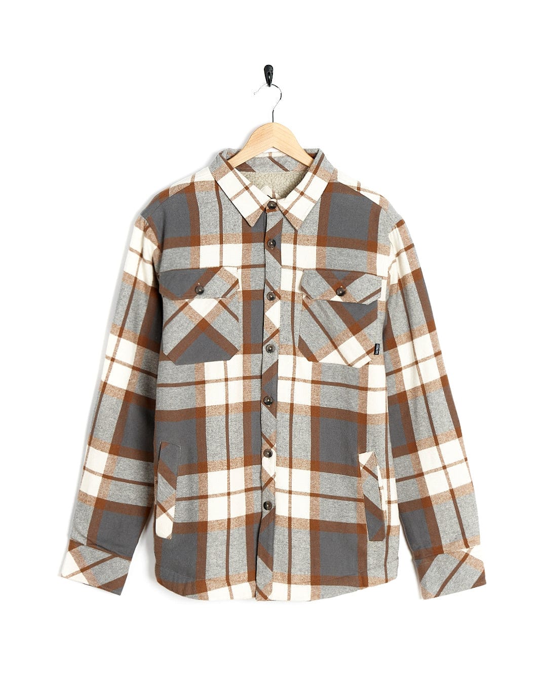 Woody Mens Sherpa Lined Shacket Brown
