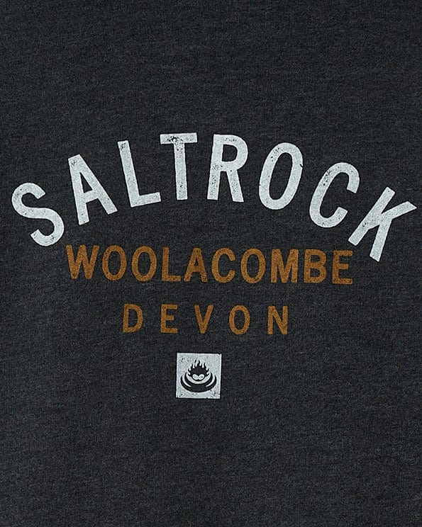 Saltrock Location Zip Hoodie - Woolacombe - Dark Grey.