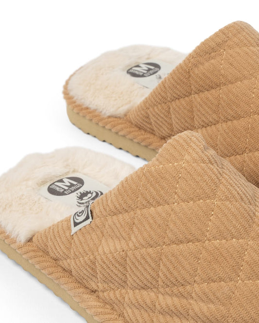 Noel Womens Mule Fur Lined Slippers in Brown