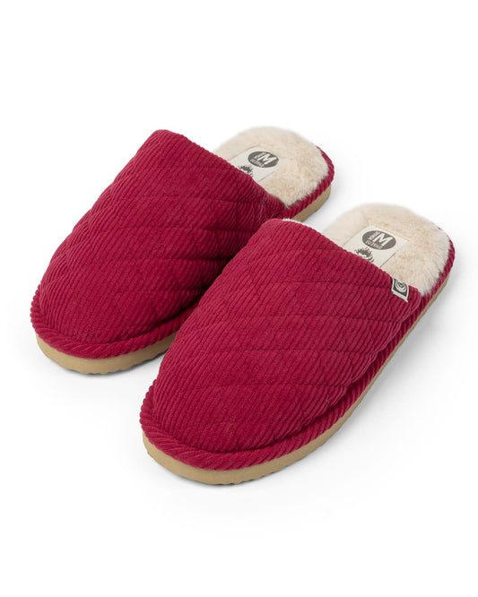 Noel Womens Mule Fur Lined Slippers in Dark Pink