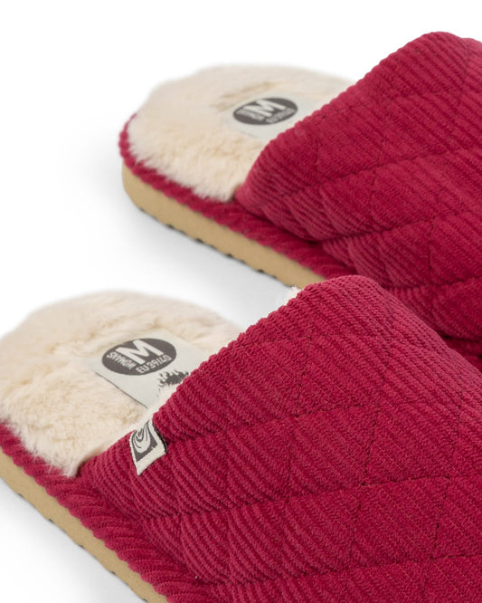 Noel Womens Mule Fur Lined Slippers in Dark Pink