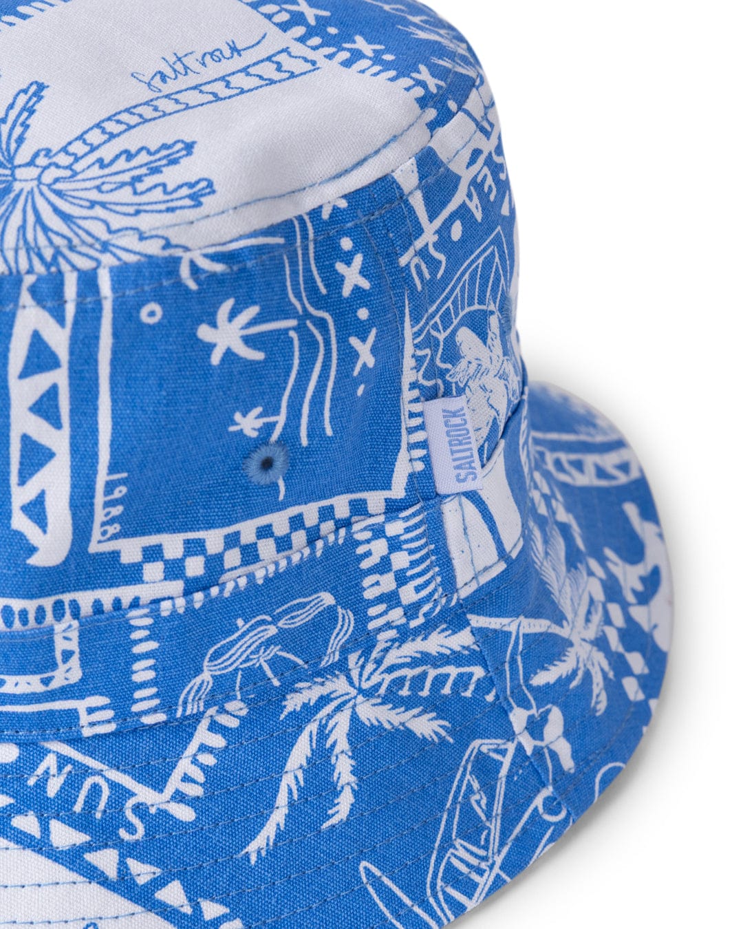 Island Tiles Canvas Bucket Hat in Bright Blue
