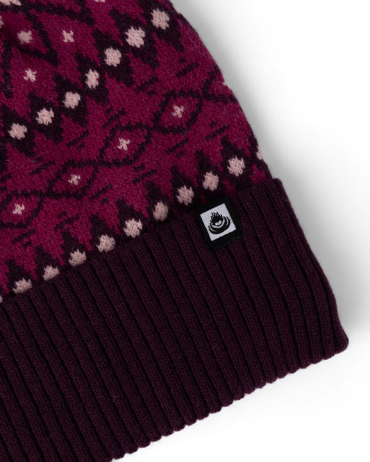 Fern Fairisle Pom Pom Beanie in Pink