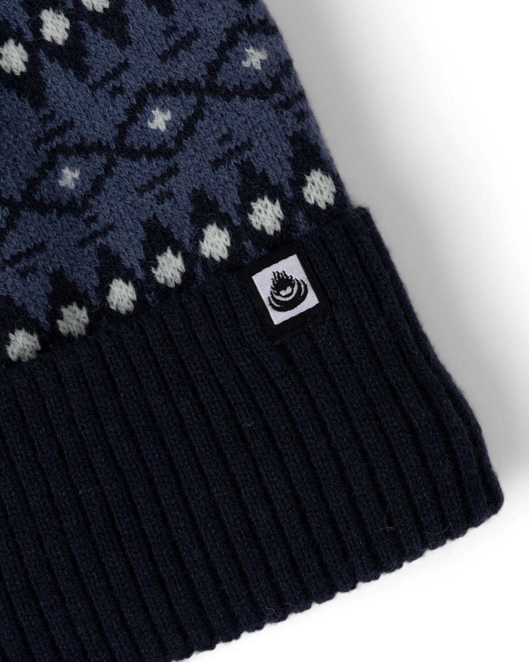 Fern Fairisle Pom Pom Beanie in Blue