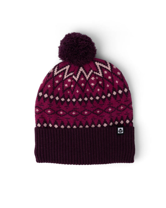 Fern Fairisle Pom Pom Beanie in Pink