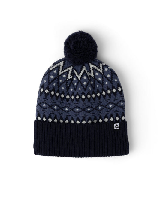 Fern Fairisle Pom Pom Beanie in Blue