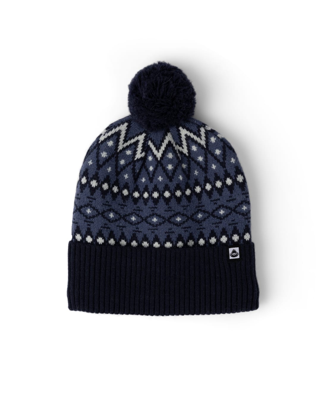Fern Fairisle Pom Pom Beanie in Blue