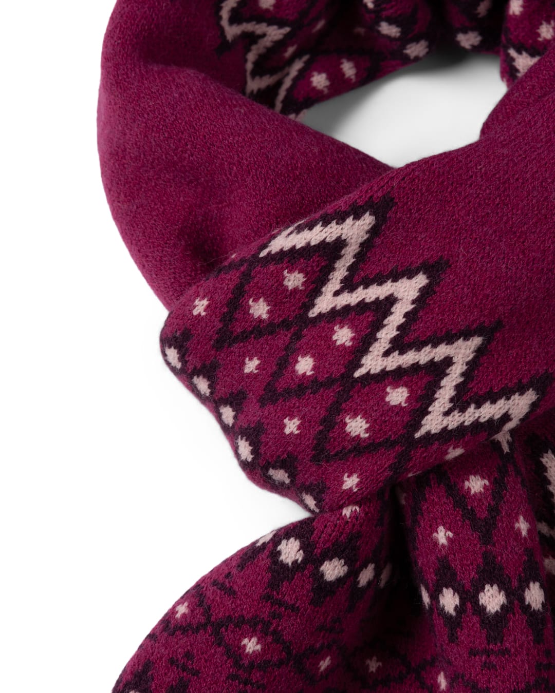 Fern Fairisle Knitted Scarf in Pink