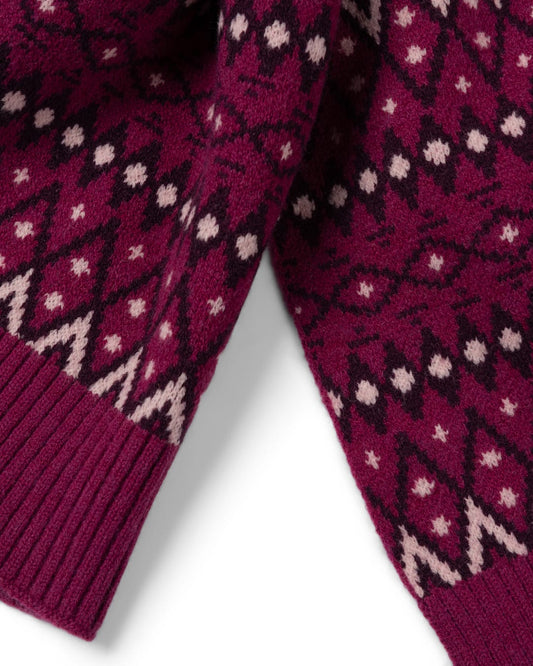 Fern Fairisle Knitted Scarf in Pink