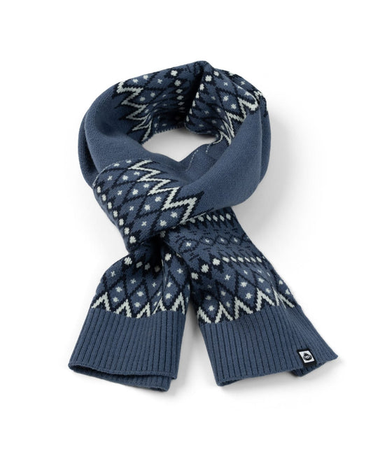 Fern Fairisle Knitted Scarf in Blue