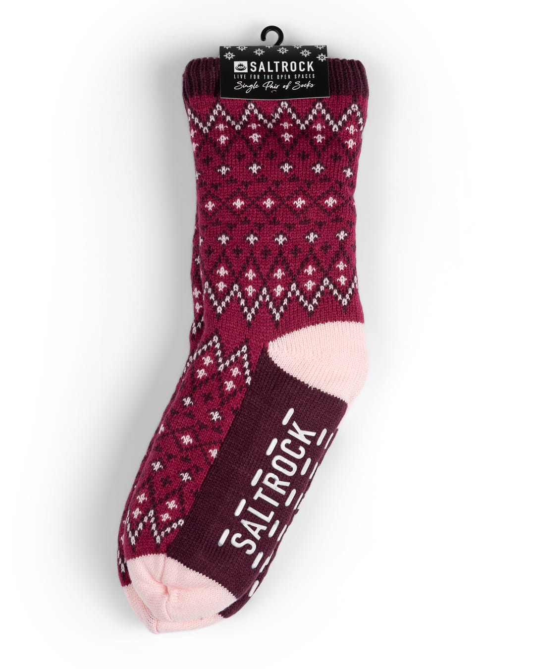 Fern Fairisle Borg Lined Socks in Pink