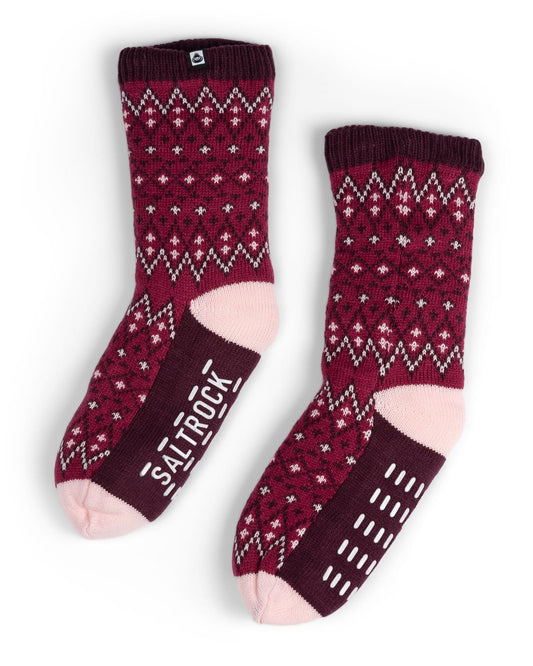 Fern Fairisle Borg Lined Socks in Pink