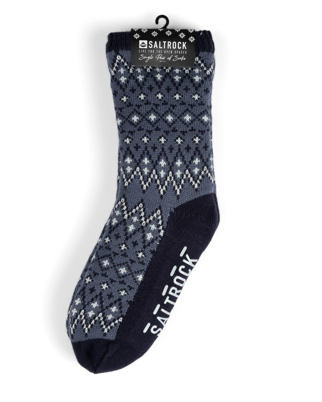 Fern Fairisle Borg Lined Socks in Blue