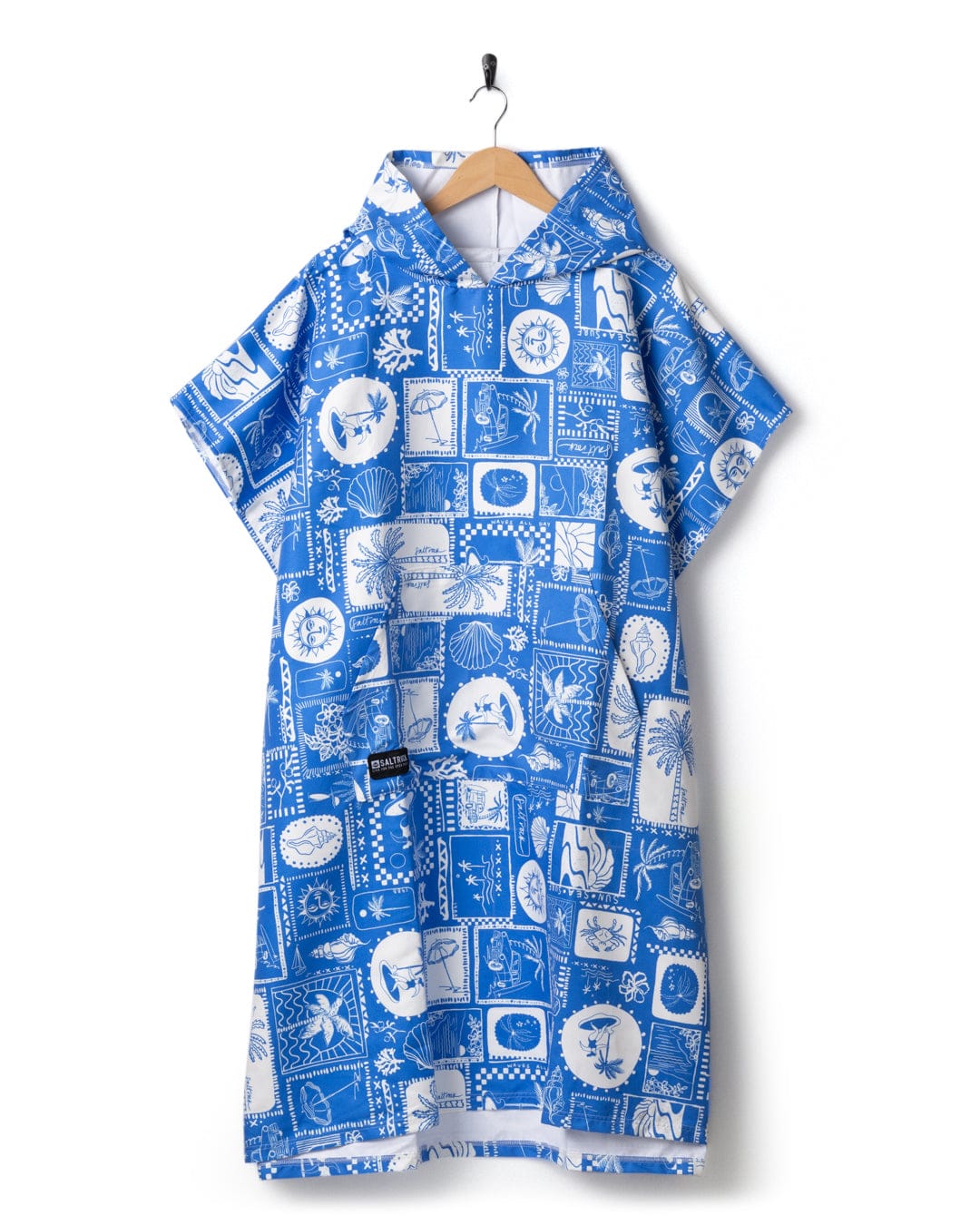 Island Tiles Poncho in Bright Blue
