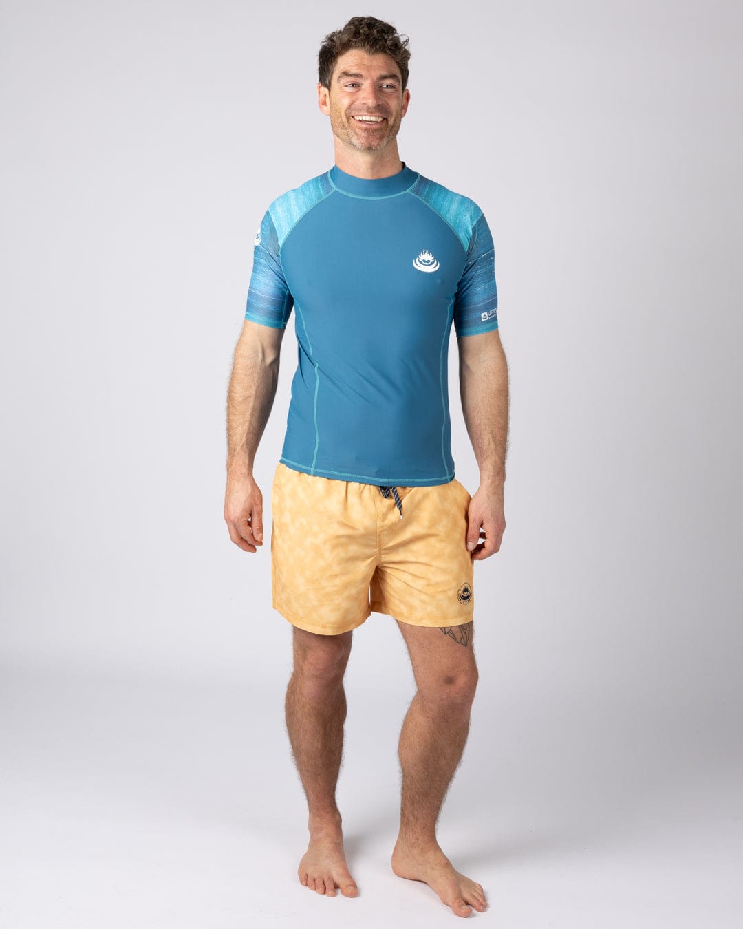 Set Mens Short Sleeve Rashvest in  Blue