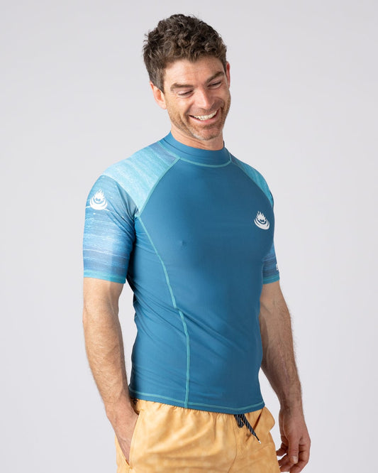 Set - Mens Short Sleeve Rashvest -  Blue