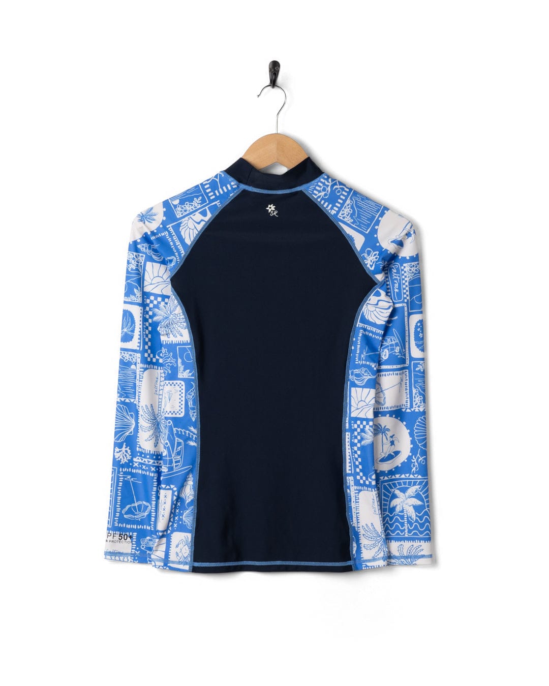 Island Tiles Womens Long Sleeve Rashvest in Blue