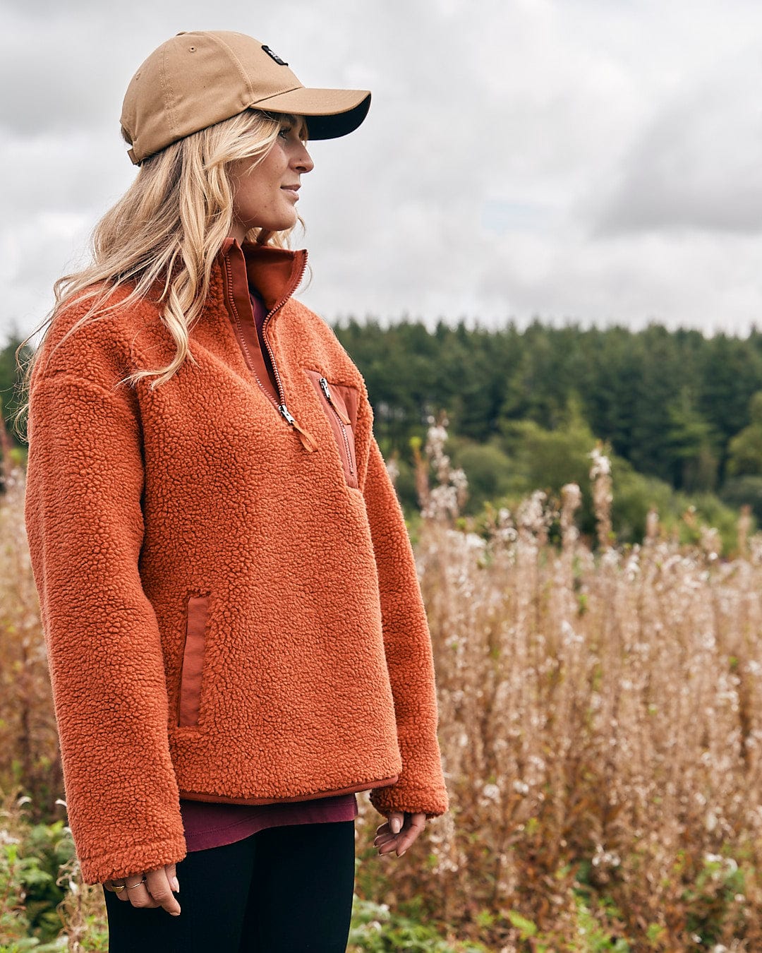 Zella Solid Womens Borg Fleece Burnt Orange