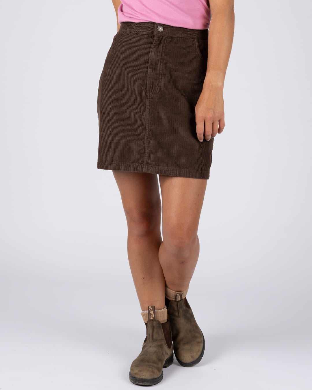 Sadie Cord Mini Skirt in Dark Brown