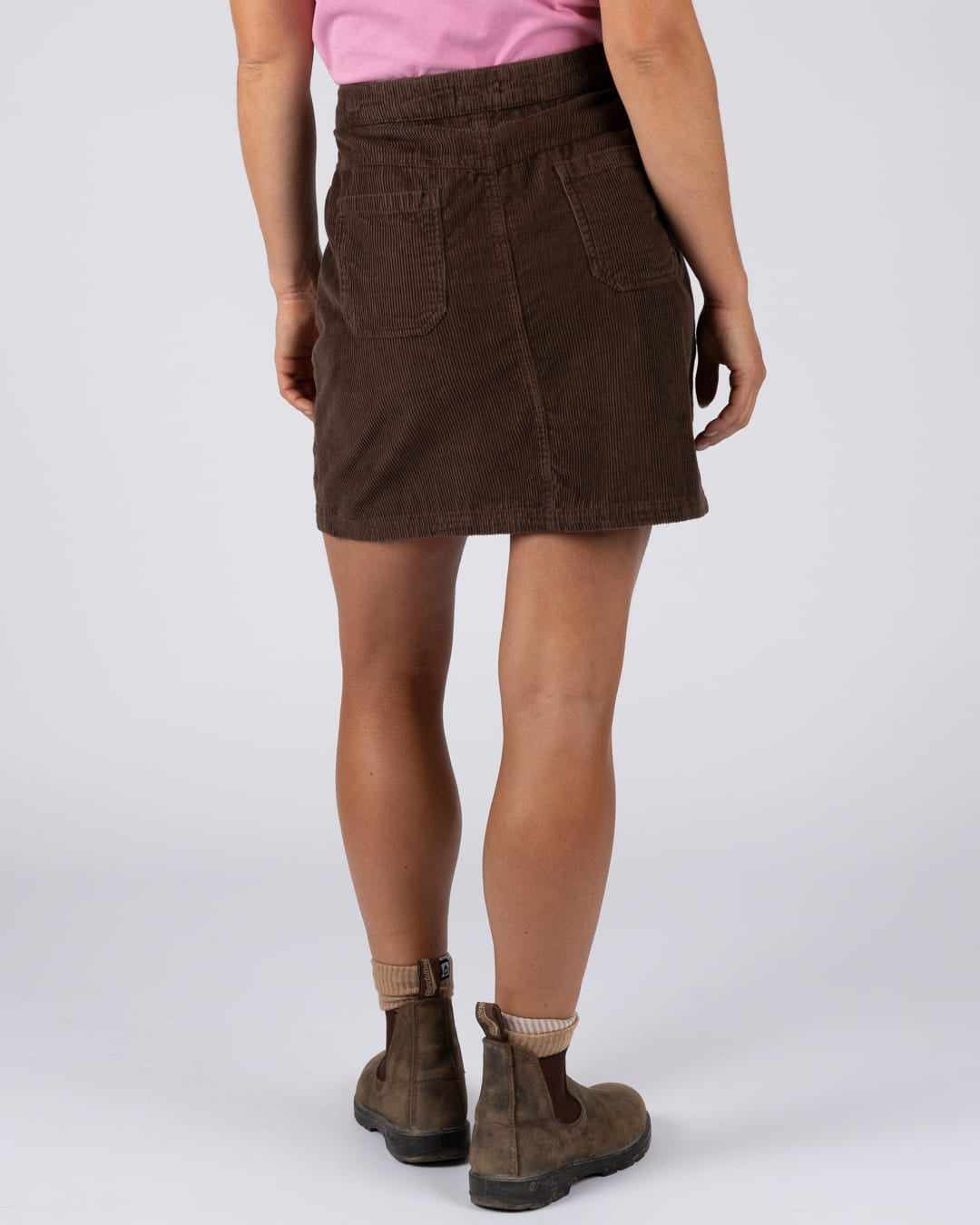 Sadie Cord Mini Skirt in Dark Brown