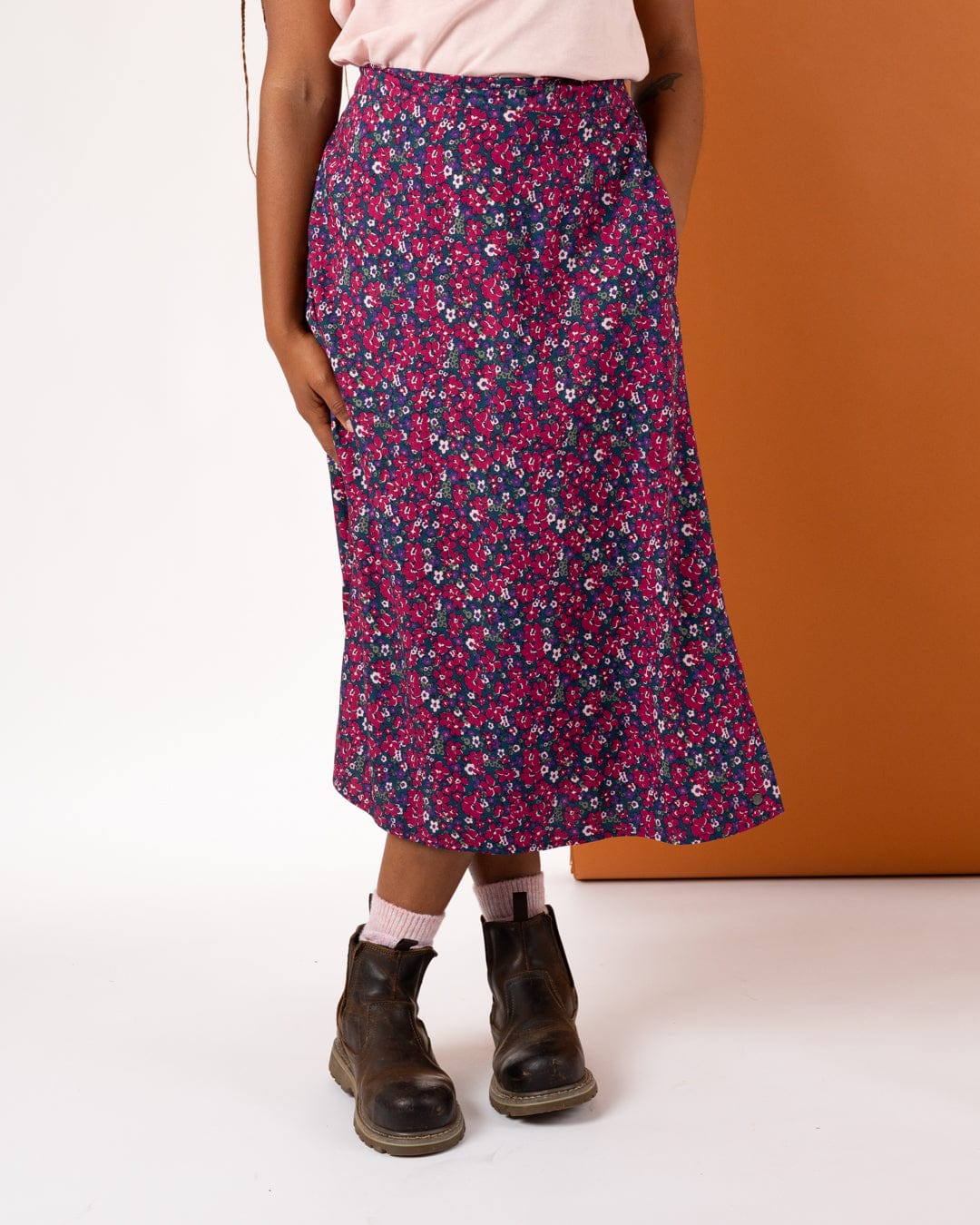 Ditsy - Ditsy Midi Skirt - Dark Pink