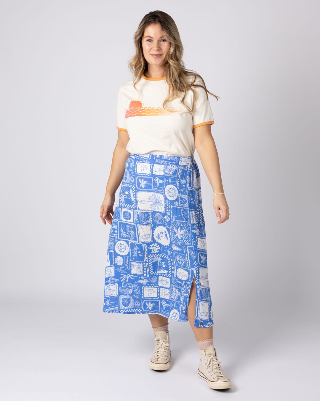 Island Tile Womens Skirt Bright Blue