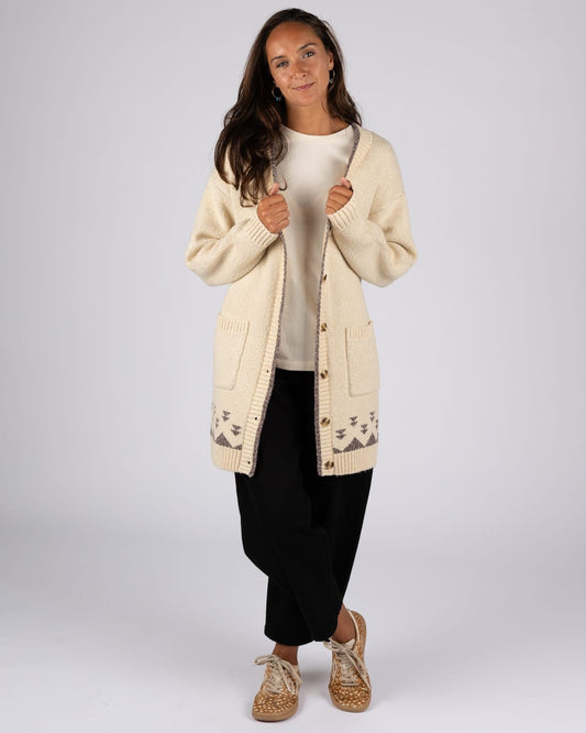 Laurel Womens Longline Cardigan in Cream