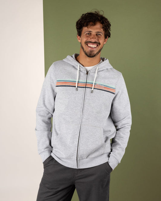 Torn Stripe - Mens Zip Hoodie - Grey