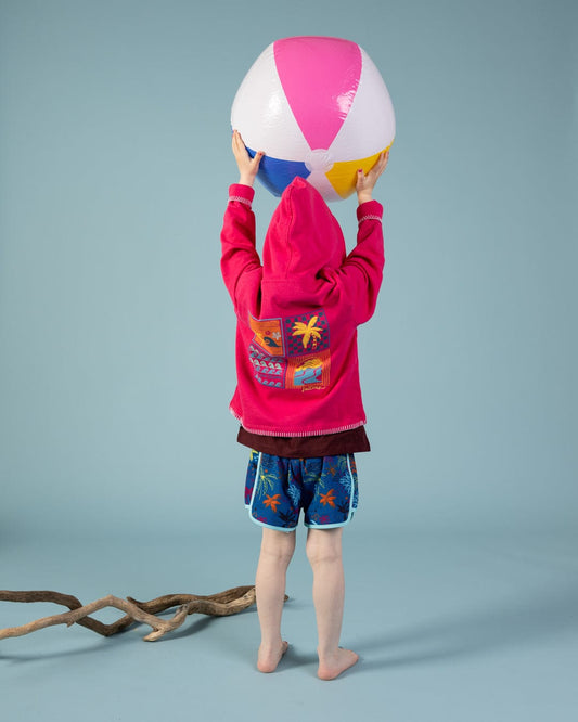 Vacay - Kids Cropped Pop Hoodie - Pink