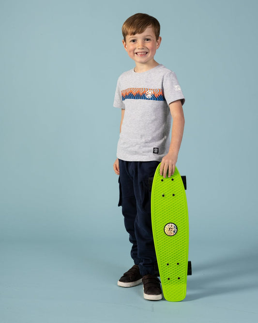 Wave Stripe - Kids Short Sleeve T-Shirt - Grey