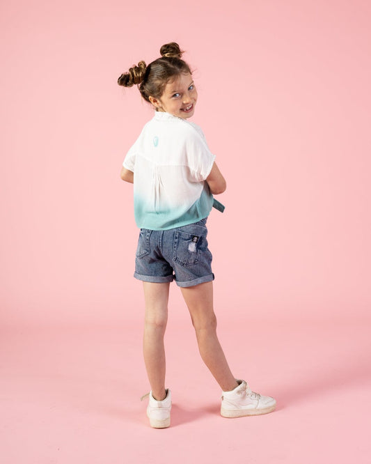 Shelby - Kids Front Knot Shirt - Turquoise