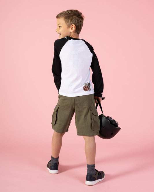 Adios Amigos - Kids Long Sleeve Raglan T-Shirt - Black/White