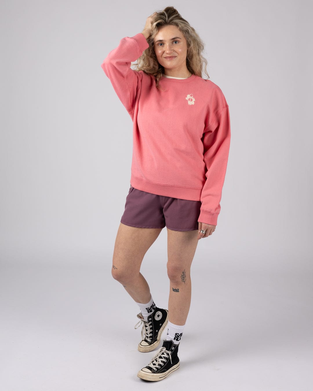 Sun Surfer - Womens Oversized Sweatshirt - Pink