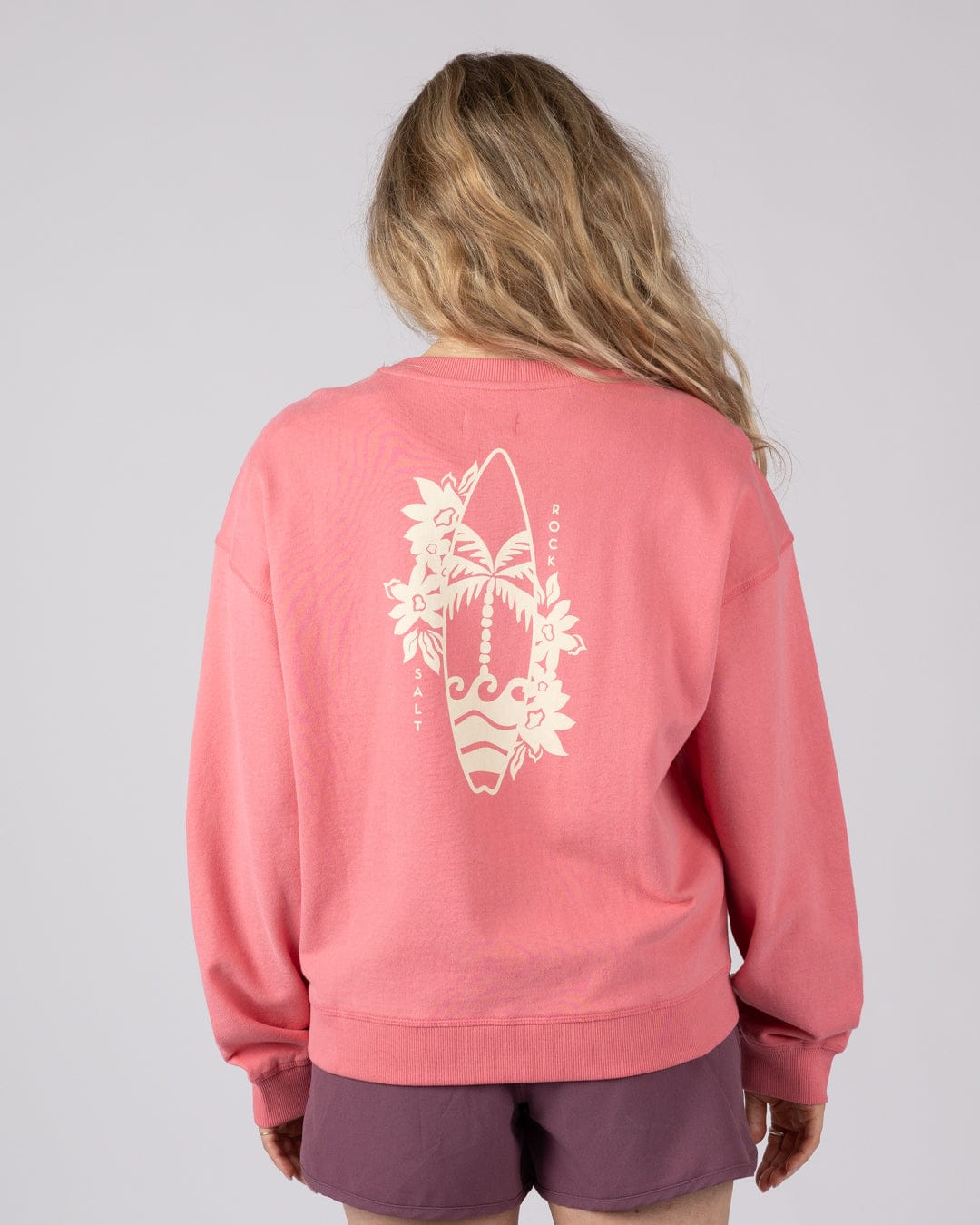 Sun Surfer - Womens Oversized Sweatshirt - Pink