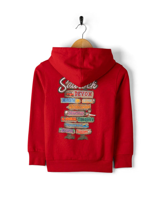 Beach Signs Devon - Kids Pop Hoodie - Red