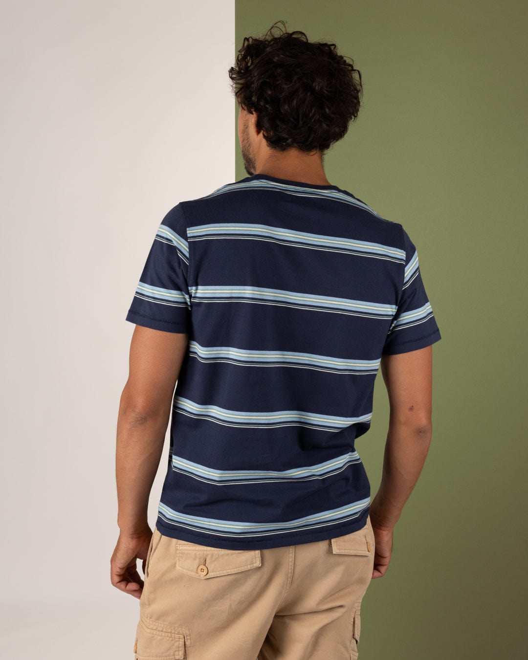 Race - Mens Striped T-Shirt - Blue