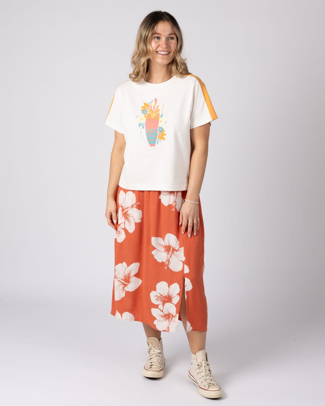 Mandaram Womens Skirt in Light Orange