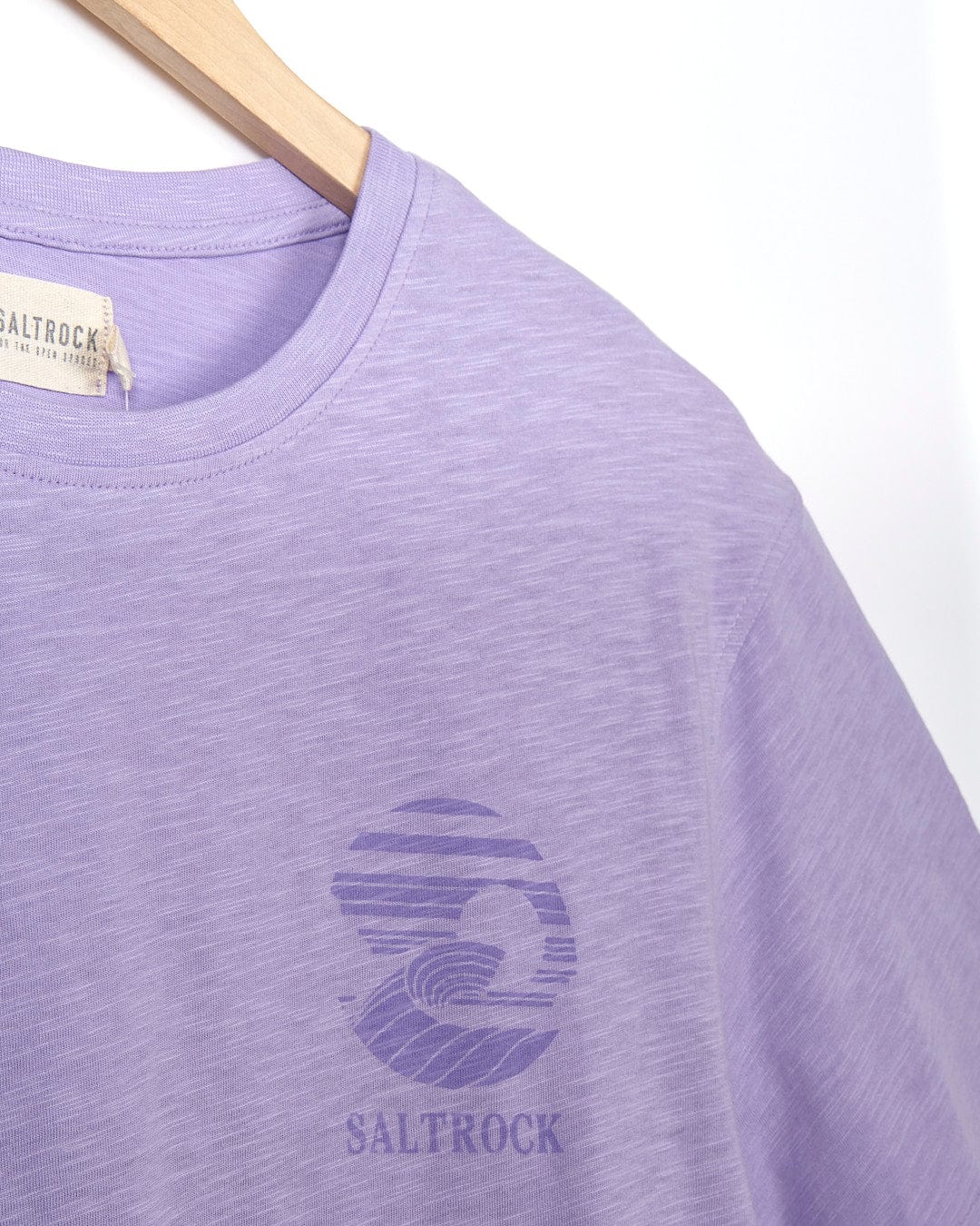 An Atlantic - Mens Short Sleeve T-Shirt - Purple with the brand name Saltrock on it.