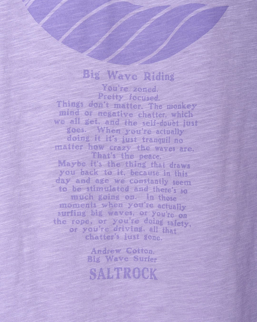 A Saltrock Atlantic - Mens Short Sleeve T-Shirt - Purple that says big wave bill.