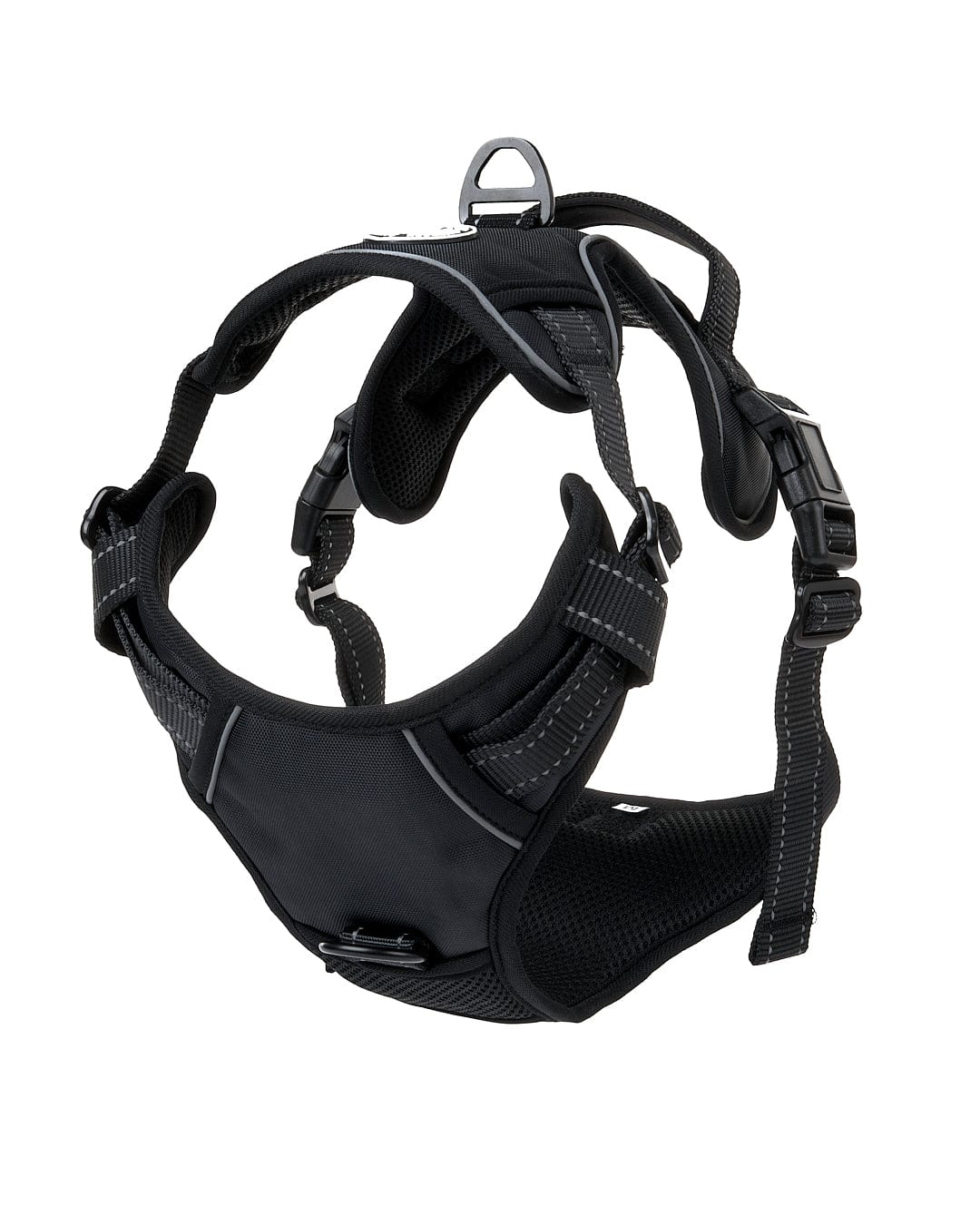 A Saltrock branded pet harness in black with adjustable straps on a white background.