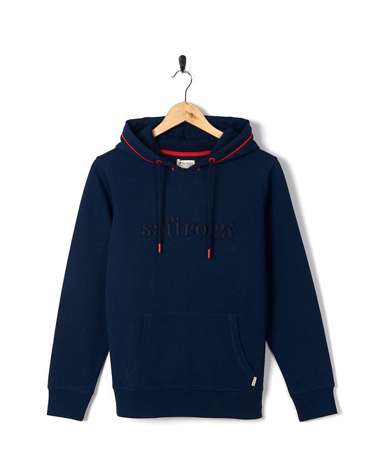 A Saltrock Celeste Pipe - Womens Pop Hoodie - Blue with red and white stripes.
