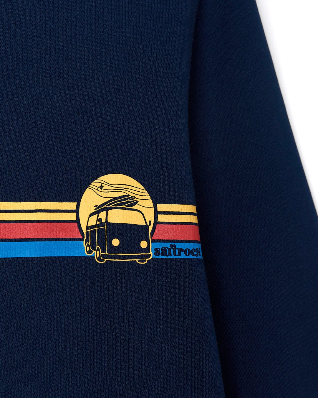 A Saltrock Celeste Stripe - Womens Crew Sweat - Blue with an image of a van on it.